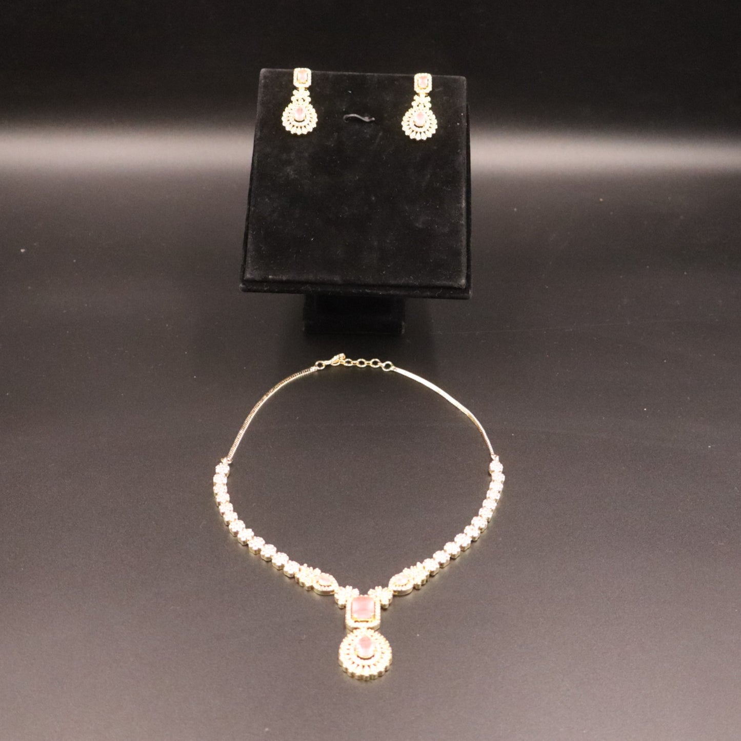 Pink Padmavati American Diamond Necklace set