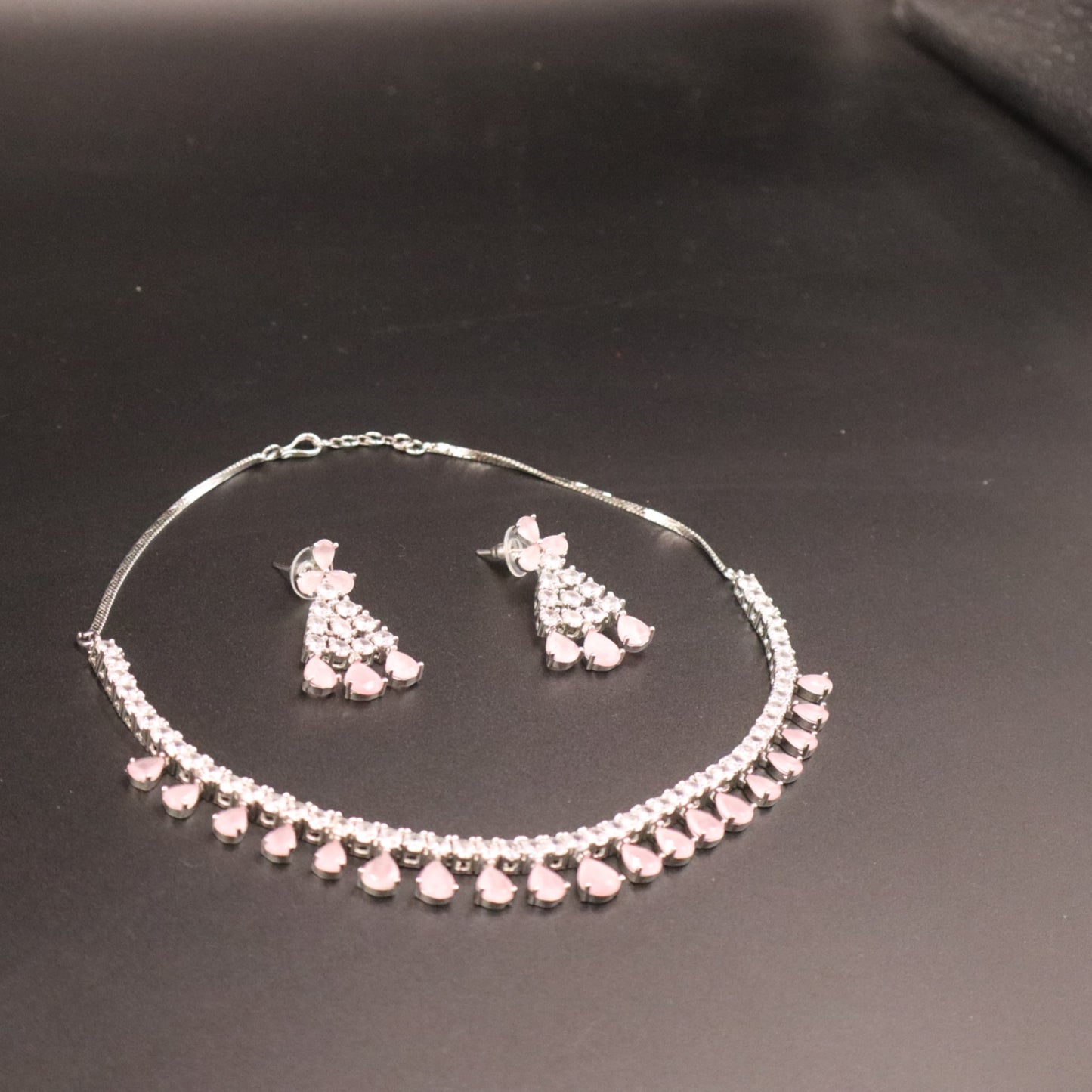 Pink Ratnashree American Diamond Necklace set