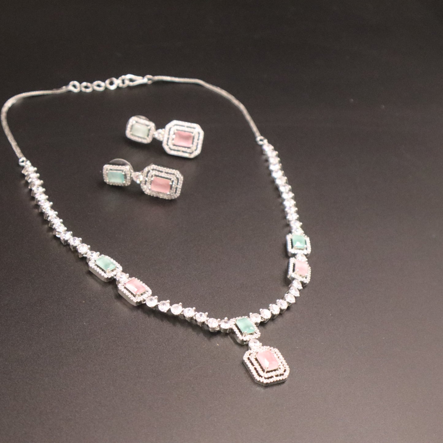 Multicolor Satyapriya American Diamond Necklace set