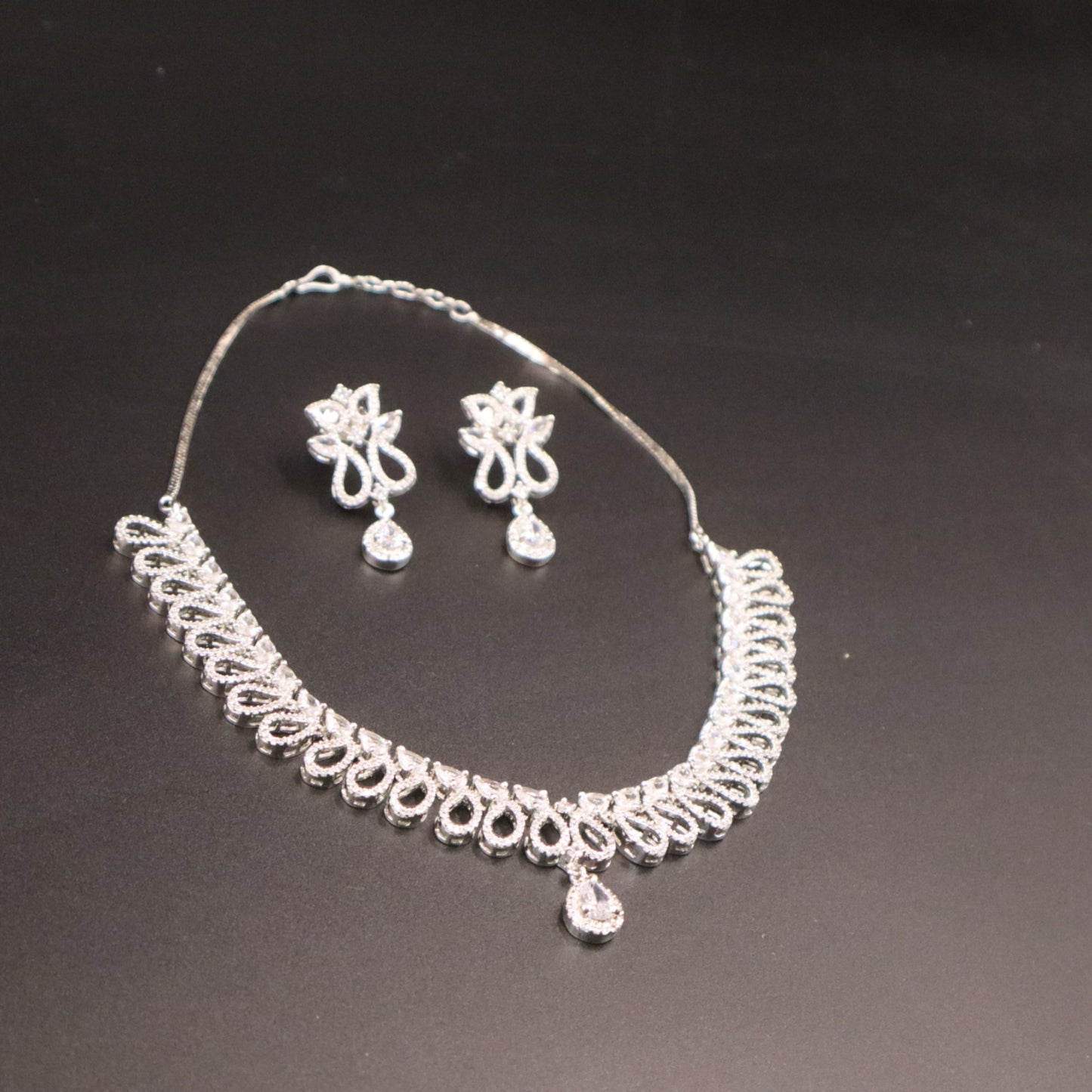 Silvery Manjusha American Diamond Necklace set