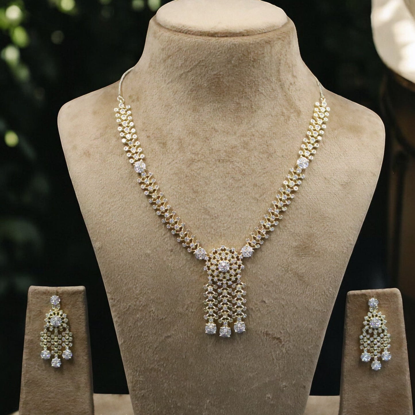 Golden Tanirika American Diamond Necklace set