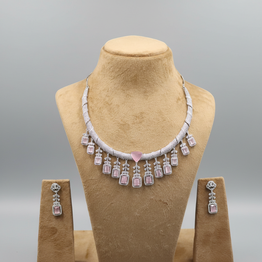 Pink Anupama American Diamond Hasli Necklace set