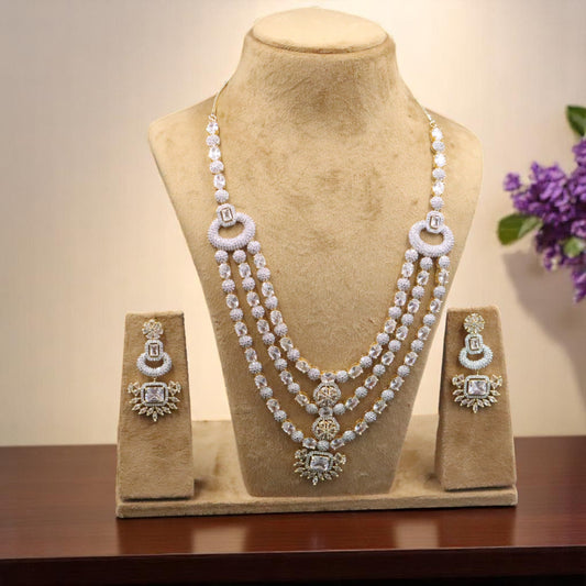 Golden Nityaprabha American Diamond Necklace set