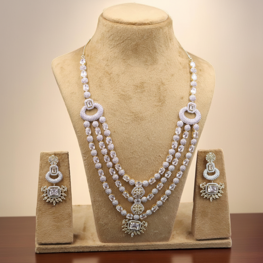 Golden Nityaprabha American Diamond Necklace set