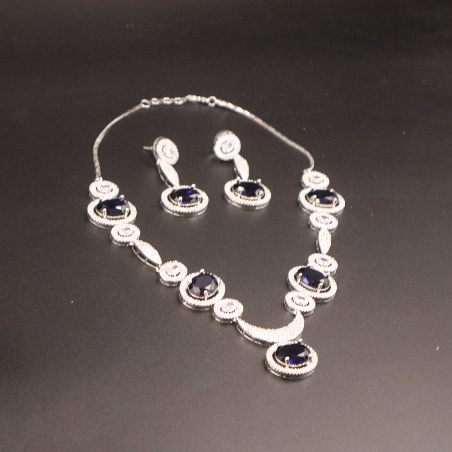 Royal Blue Gaurangi American Diamond Necklace set