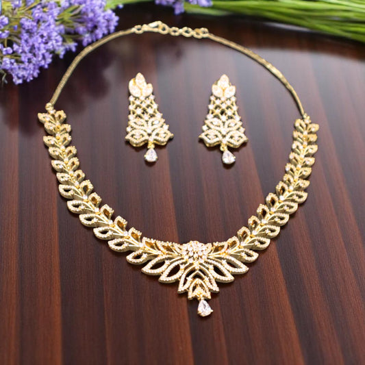 Golden Swarnarekha American Diamond Necklace set