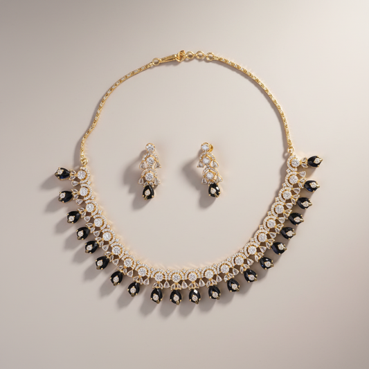 Royal Blue Ratnanjali American Diamond Necklace set