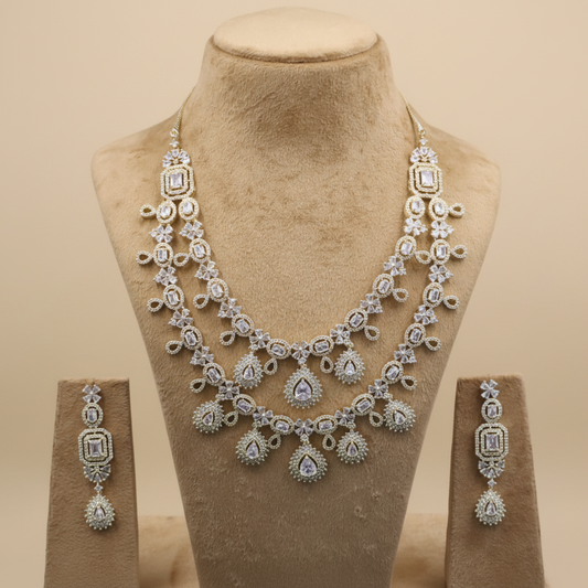 Golden Yamini American Diamond Necklace set