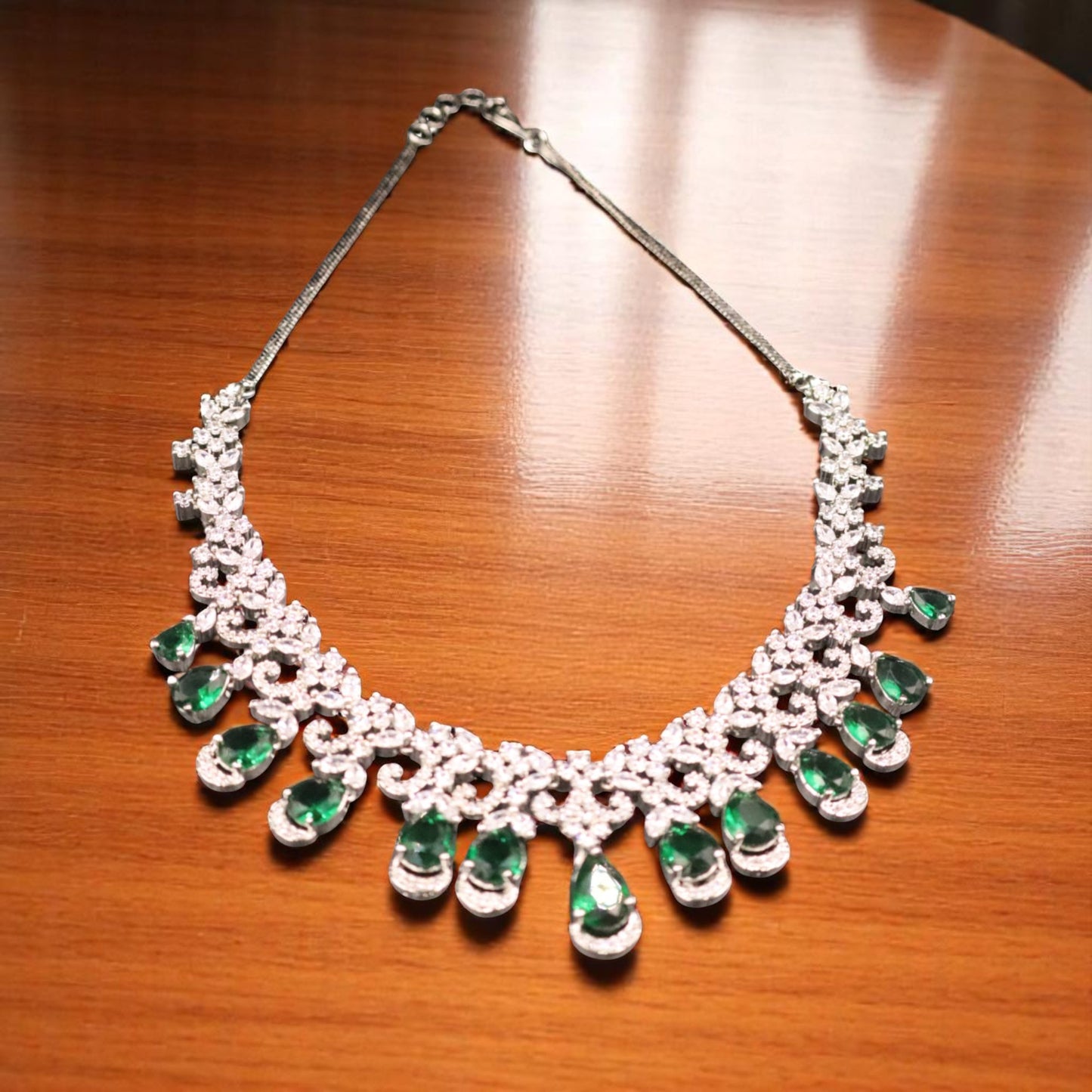 Emerald Tarangini American Diamond Necklace set