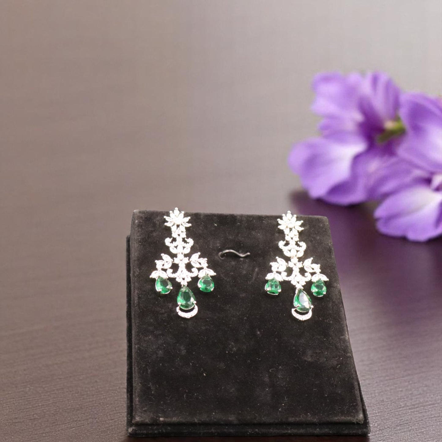 Emerald Tarangini American Diamond Necklace set