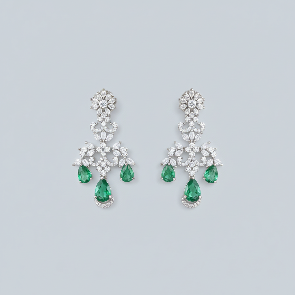 Emerald Tarangini American Diamond Necklace set