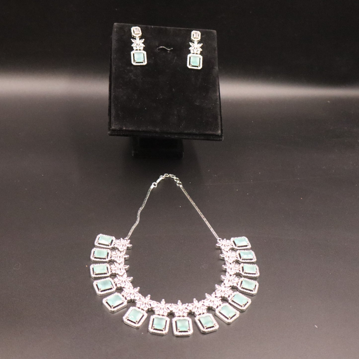 Turquoise Malini American Diamond Necklace set
