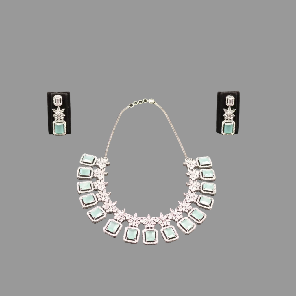 Turquoise Malini American Diamond Necklace set
