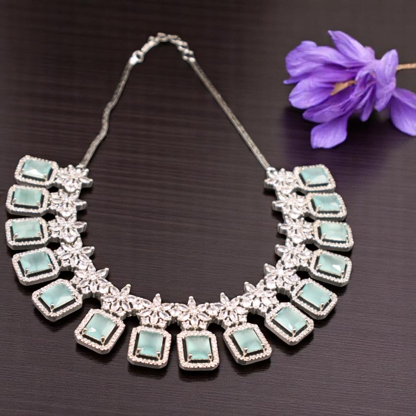 Turquoise Malini American Diamond Necklace set