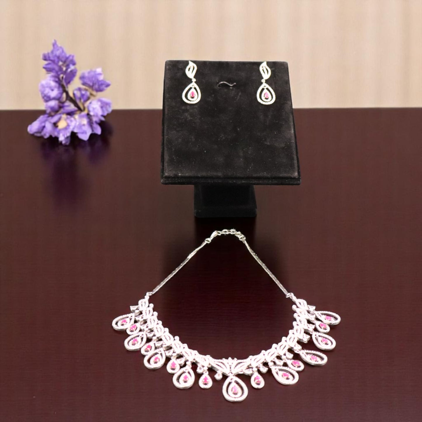 Magenta Sumedha American Diamond Necklace set