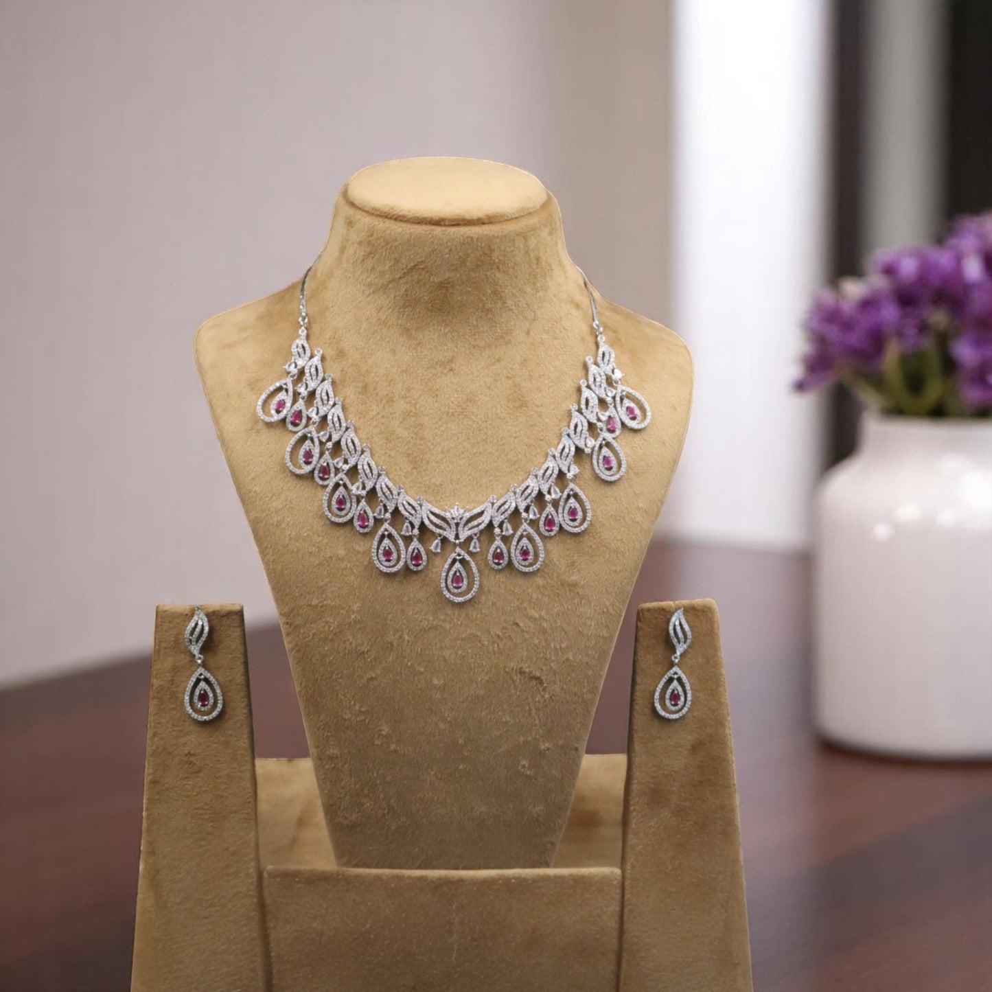 Magenta Sumedha American Diamond Necklace set