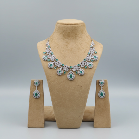 Turquoise Sharvila American Diamond Necklace set