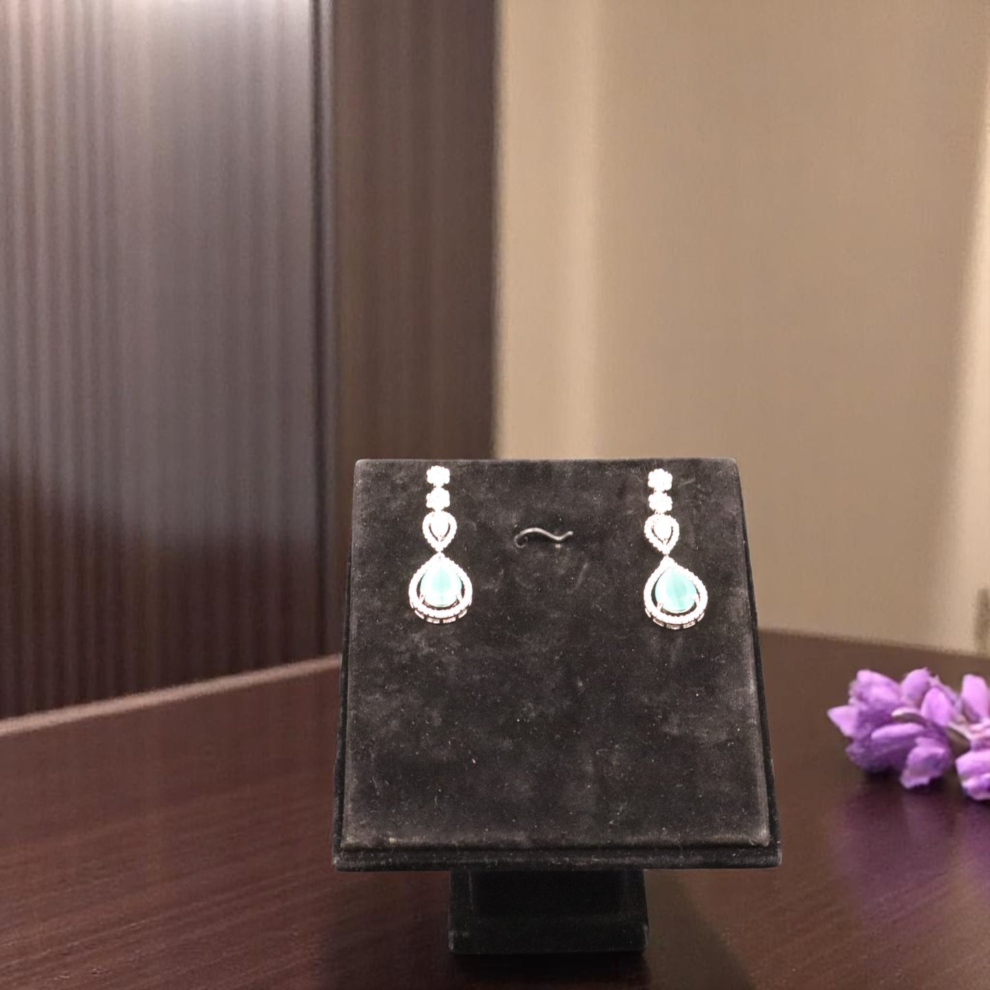 Turquoise Chandrapraba American Diamond Necklace set