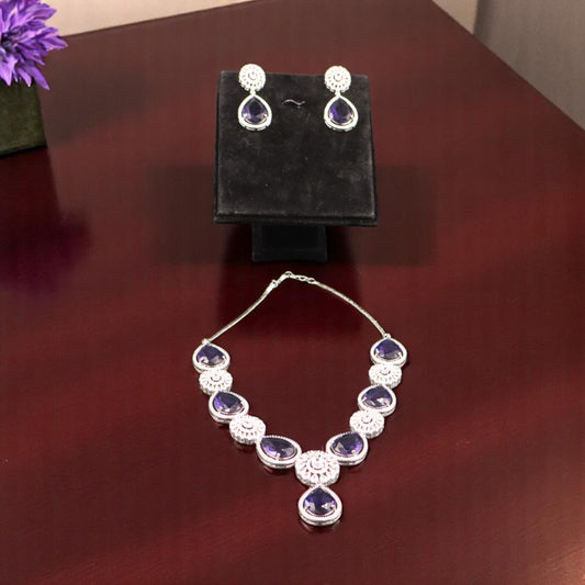 Purple Vasundhara American Diamond Necklace set
