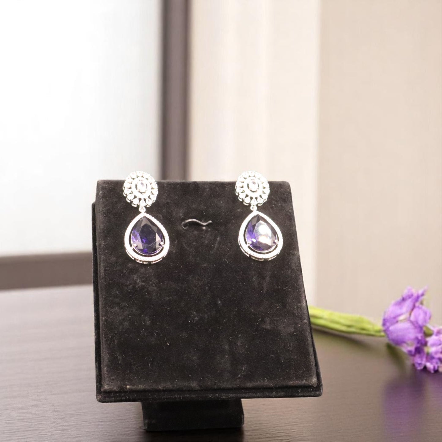 Purple Vasundhara American Diamond Necklace set