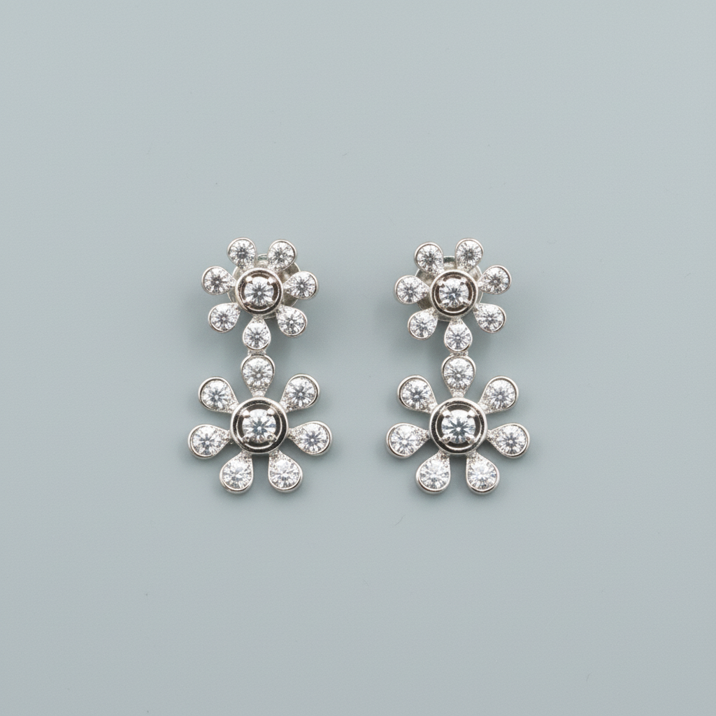 Silvery Arundhati American Diamond Necklace set