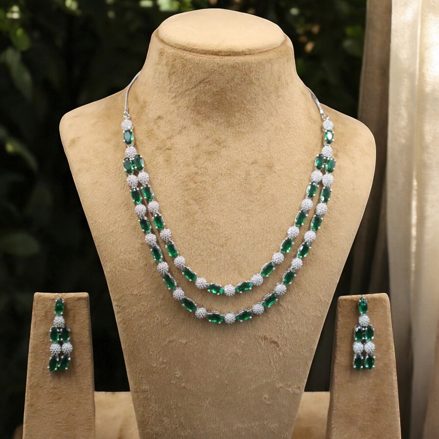 Emerald Shobita American Diamond Necklace set