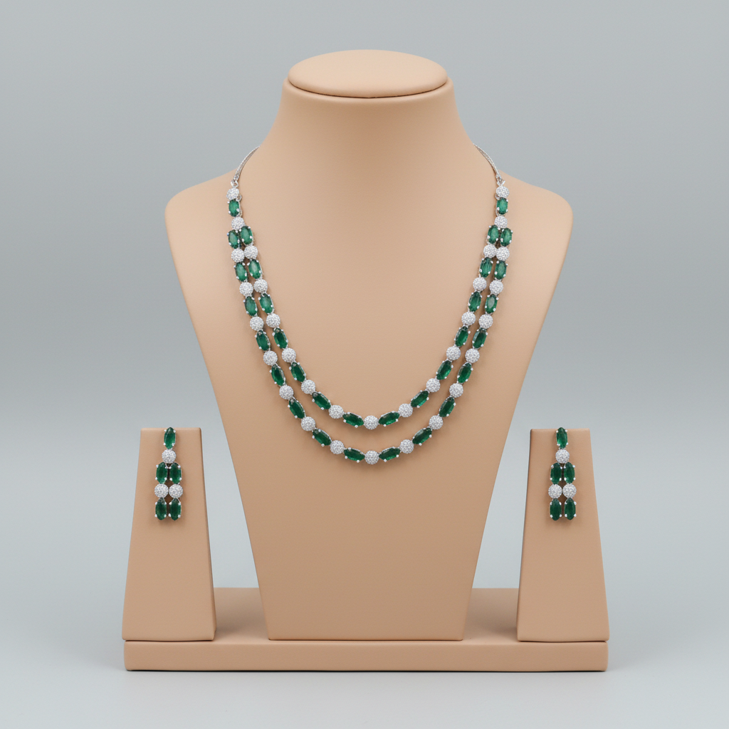 Emerald Shobita American Diamond Necklace set