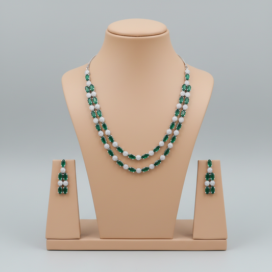 Emerald Shobita American Diamond Necklace set