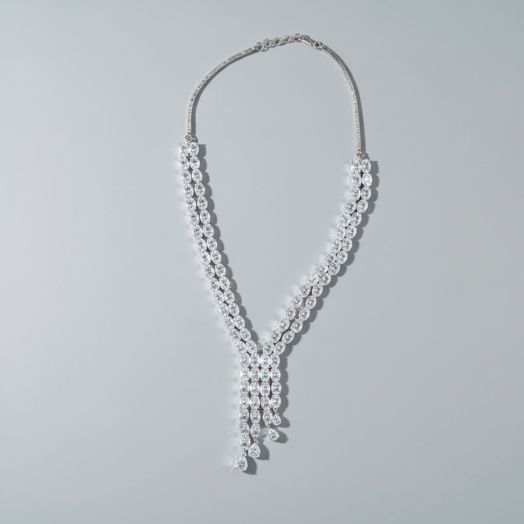 Silvery Swarnima American Diamond Necklace set