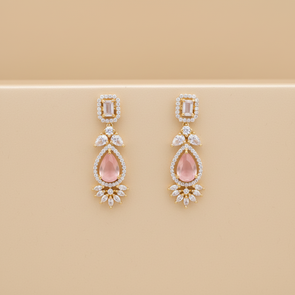 Pink Tarakeshwari American Diamond Necklace set