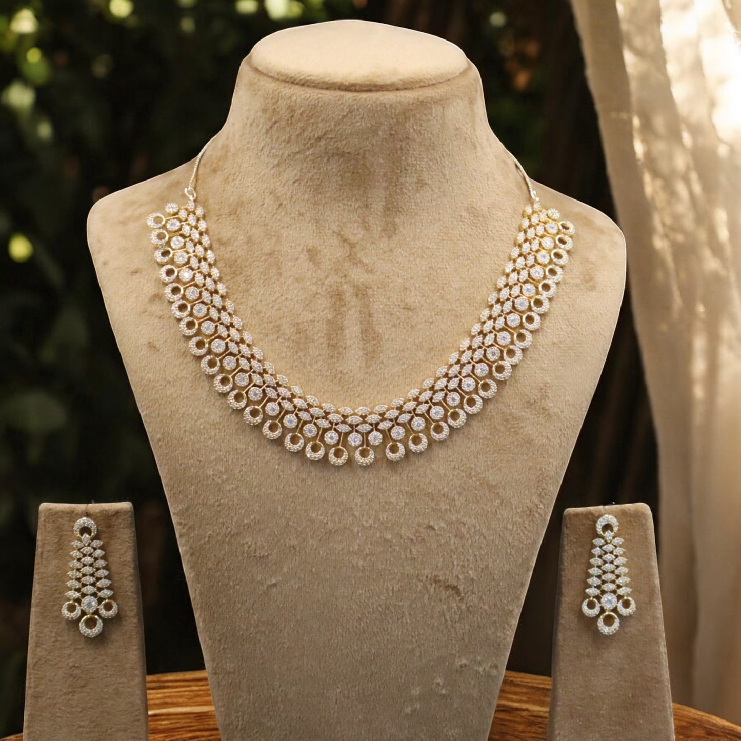 Golden Shrivalli American Diamond Necklace set
