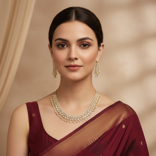 Golden Shrivalli American Diamond Necklace set