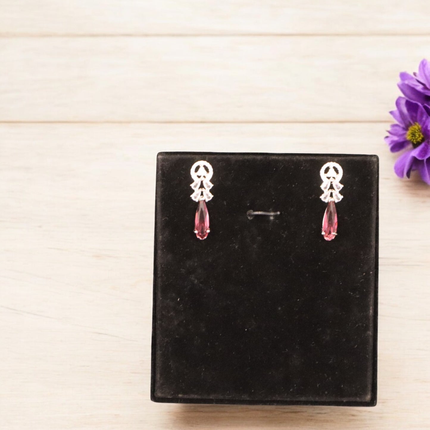 Dark Pink Nayanika American Diamond Necklace set