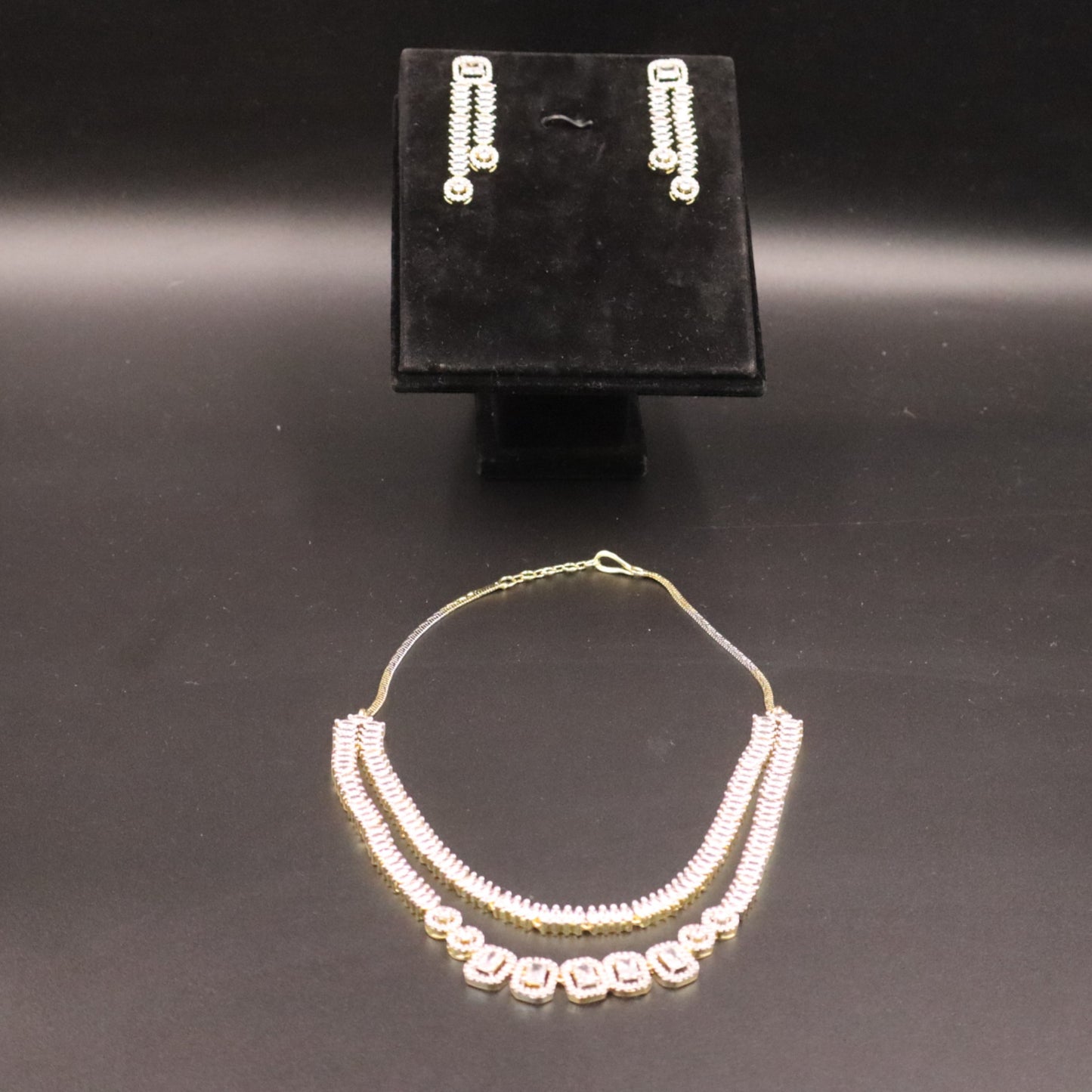 Golden Rukmini American Diamond Necklace set