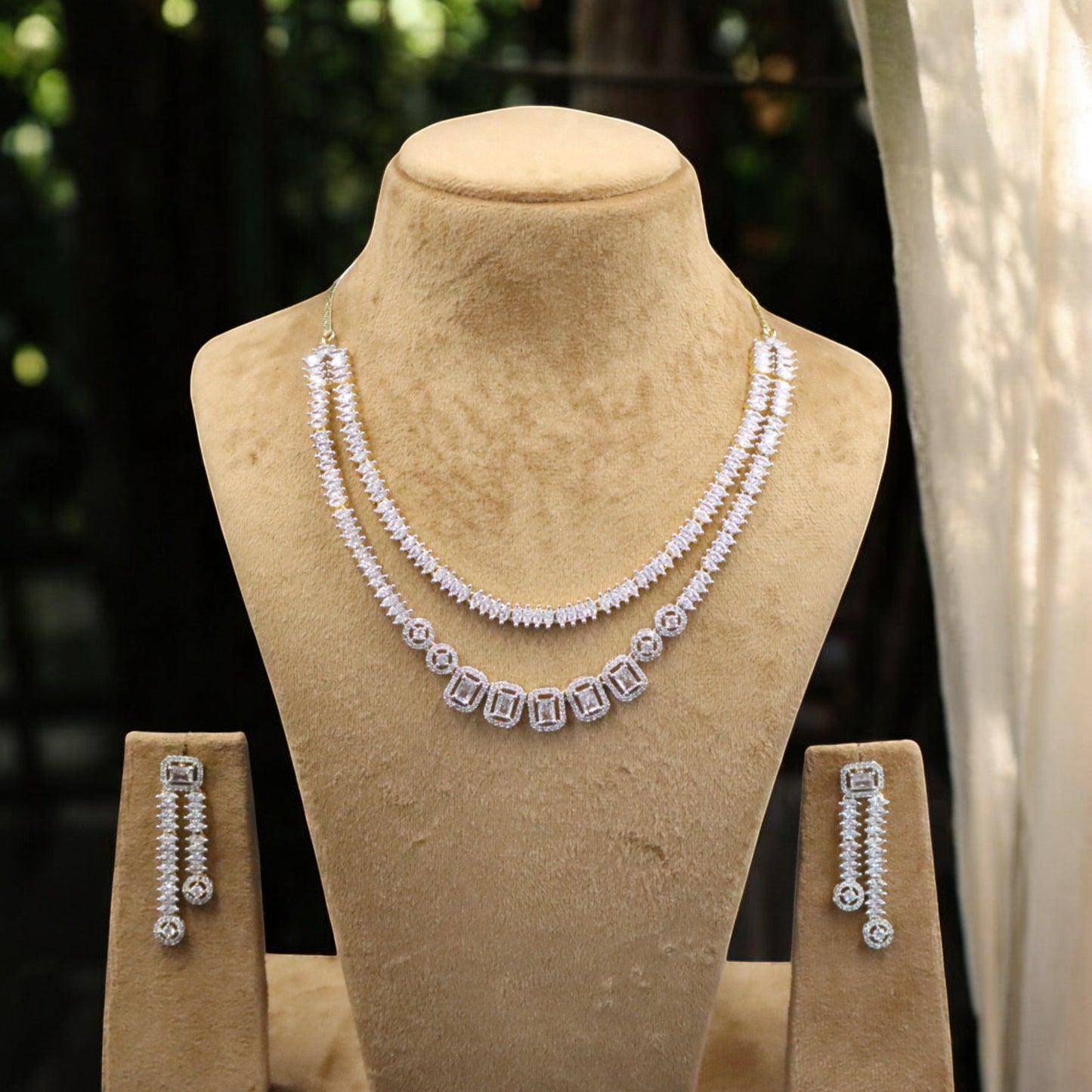 Golden Rukmini American Diamond Necklace set