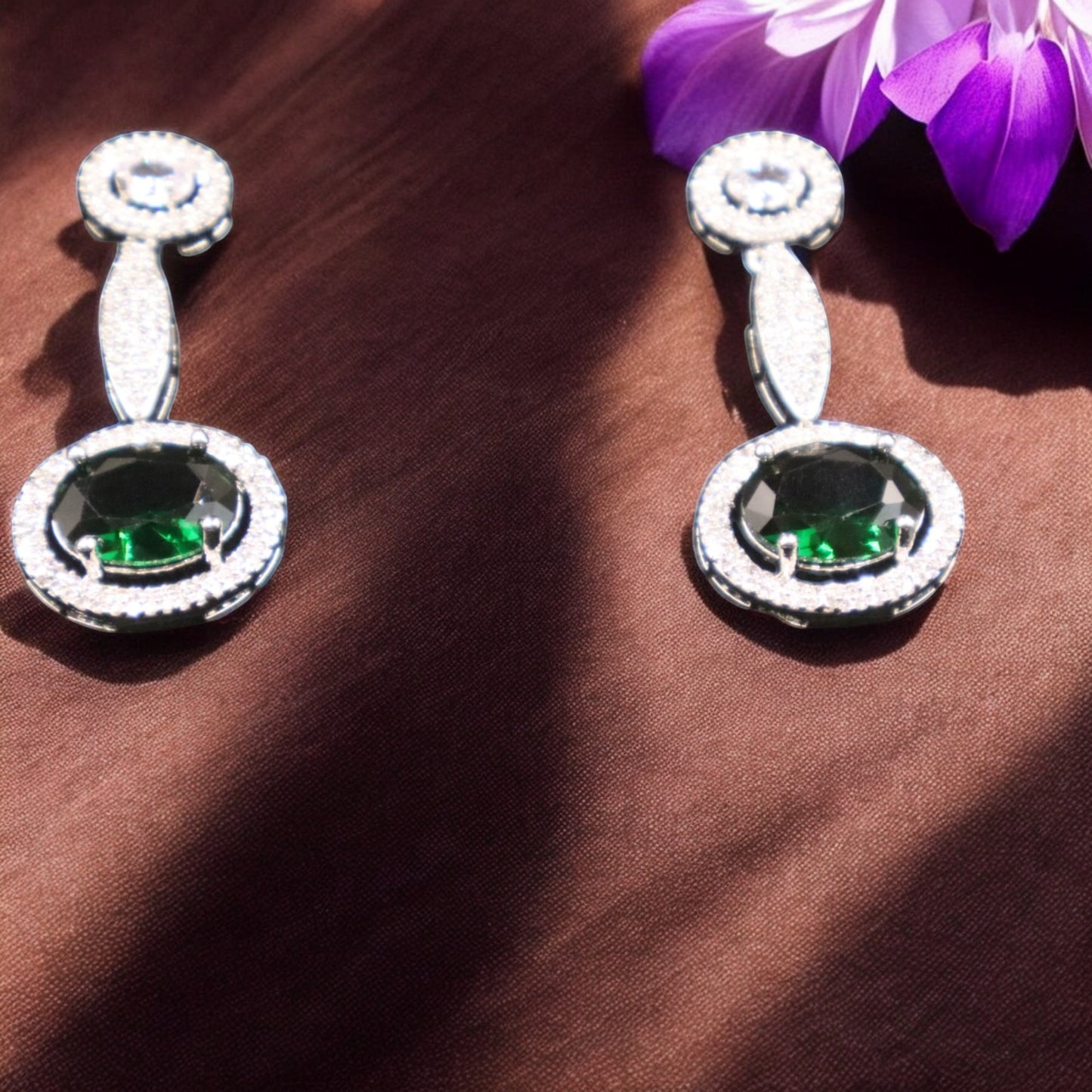 Emerald Gaurangi American Diamond Necklace set