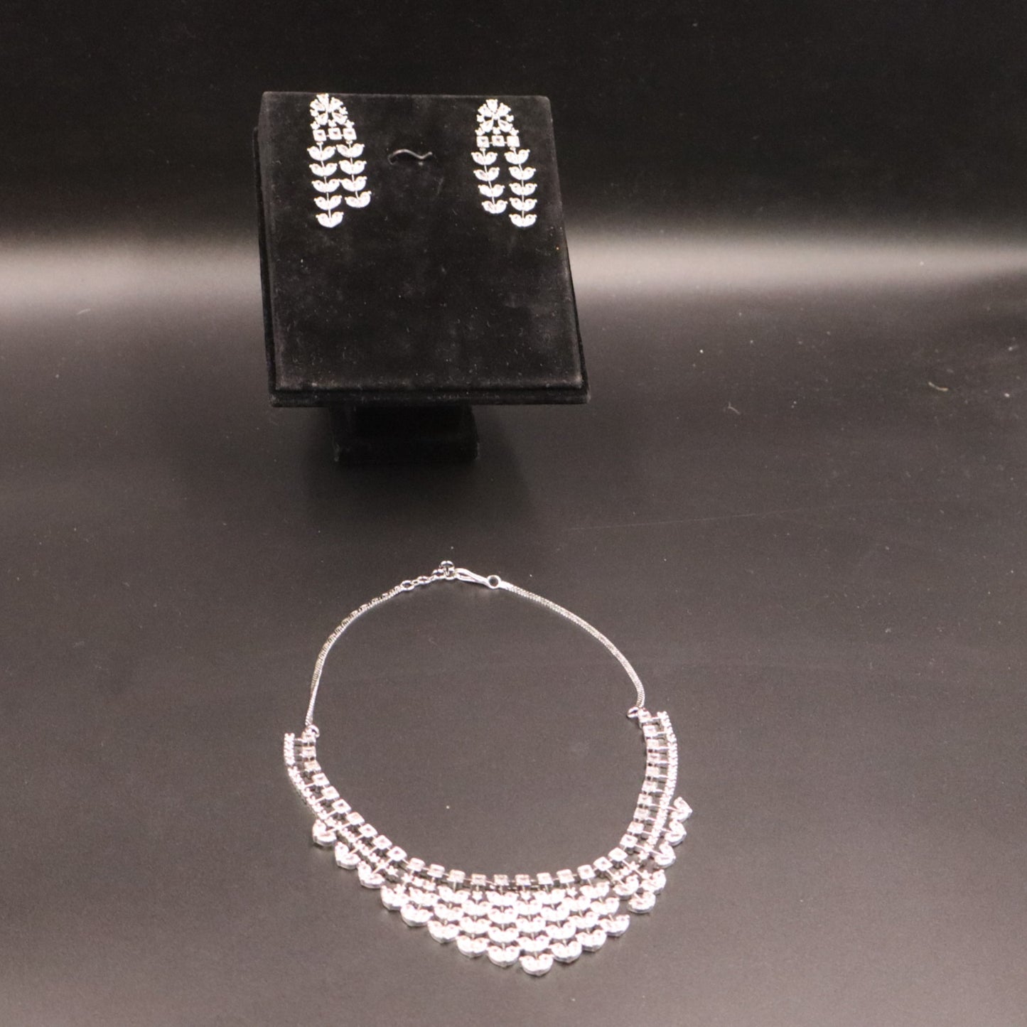 Silvery Kiranmala American Diamond Necklace set