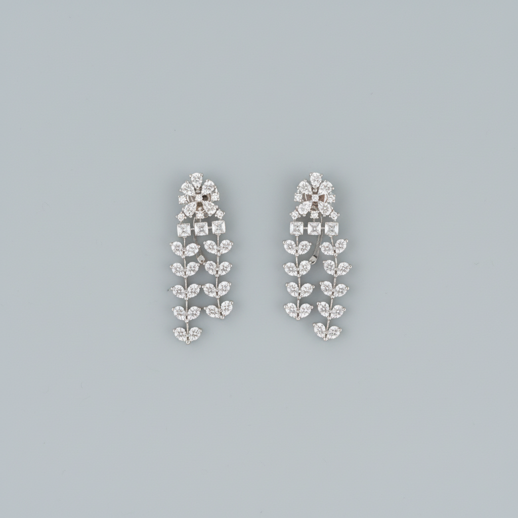 Silvery Kiranmala American Diamond Necklace set