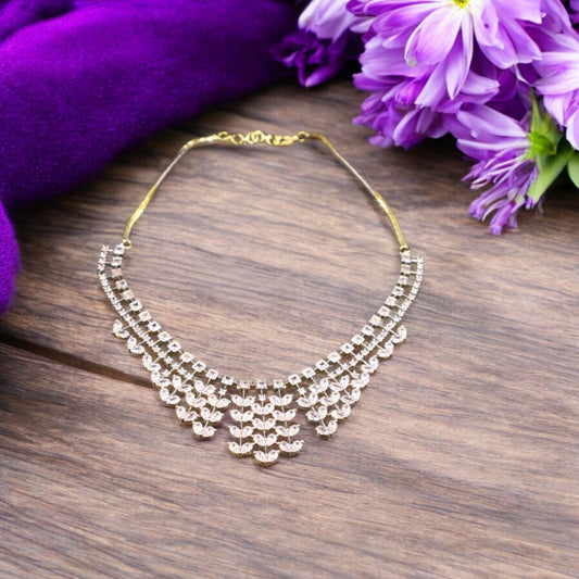 Golden Kiranmala American Diamond Necklace set