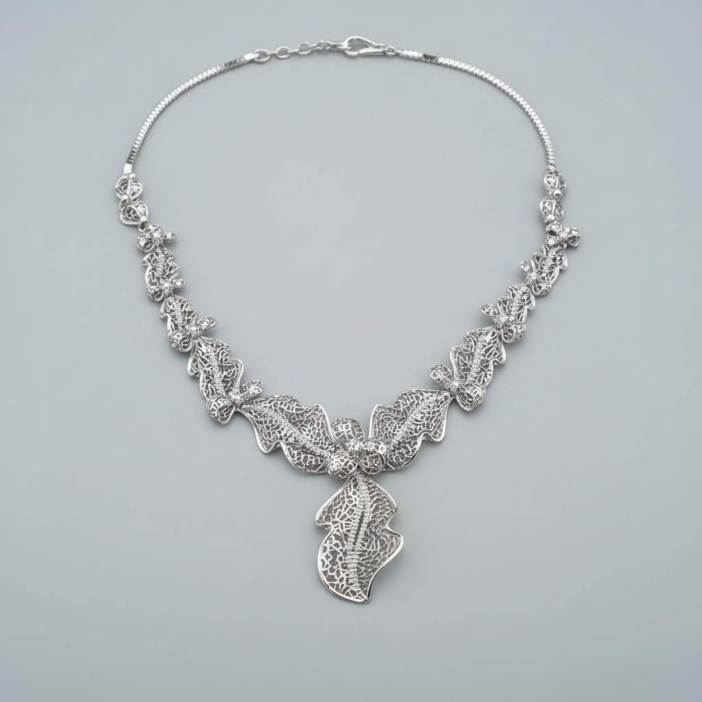 Silvery Medhavi American Diamond Necklace set