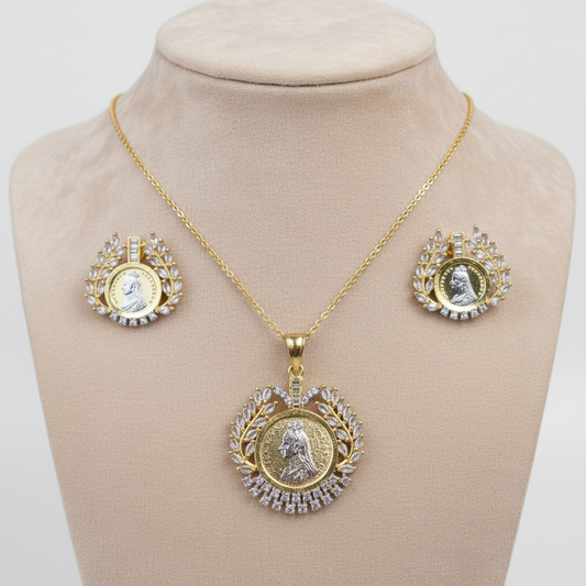 Golden Vedika American Diamond Pendant set