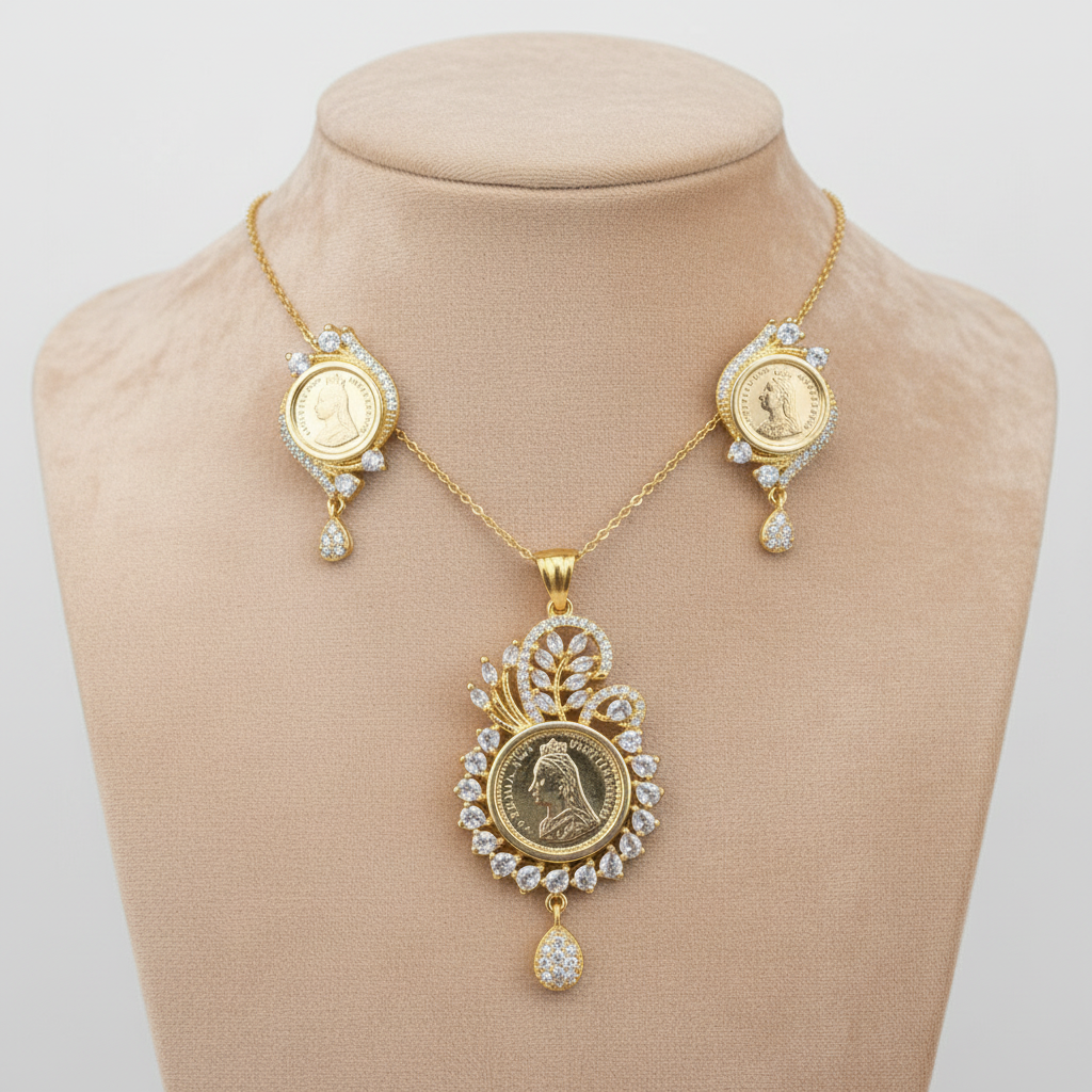 Golden Kavisha American Diamond Pendant set