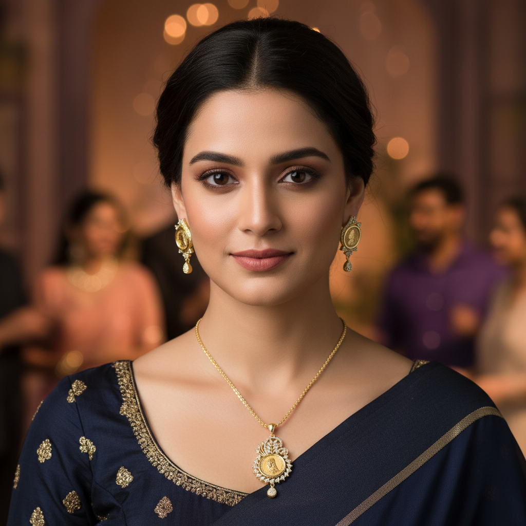 Golden Kavisha American Diamond Pendant set