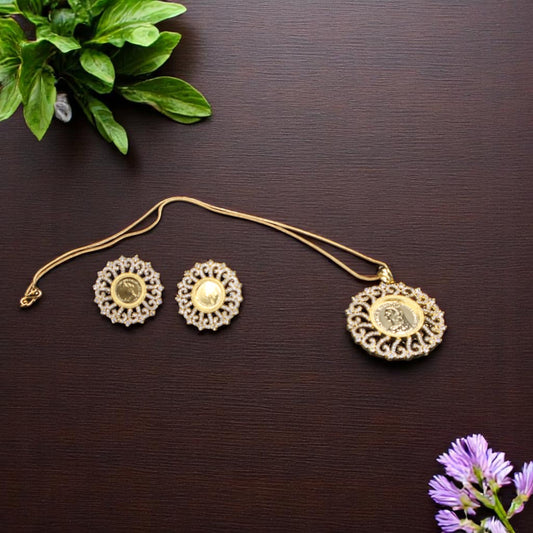 Golden Charini American Diamond Pendant set