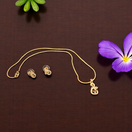 Golden Ojasvini  American Diamond Pendant set