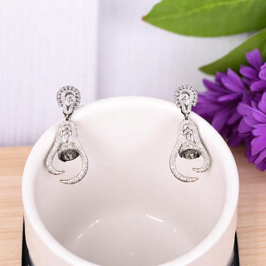 Silvery Rucha American Diamond Danglers