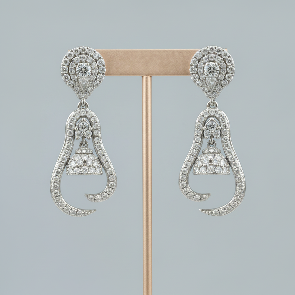 Silvery Rucha American Diamond Danglers