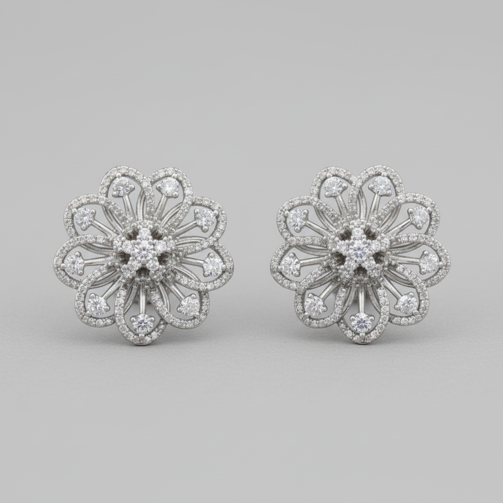 Silvery Mihika American Diamond Studs
