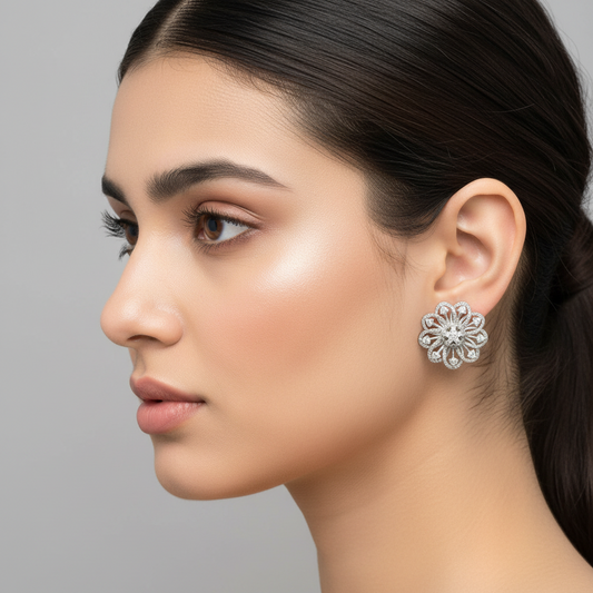 Silvery Mihika American Diamond Studs