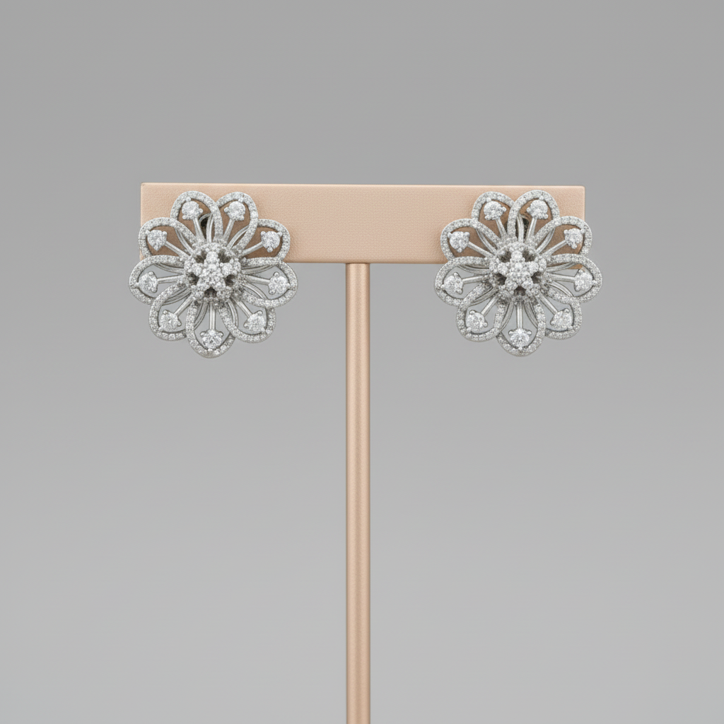 Silvery Mihika American Diamond Studs